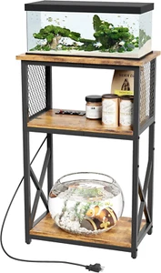 10 Gallon Fish Tank Stand with Power Outlet, 3 Tier Aquarium Stand with Shelf, T - Picture 1 of 7