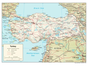 Impresión de póster de mapa fisiográfico de geografía física de Turquía país nación - Imagen 1 de 2