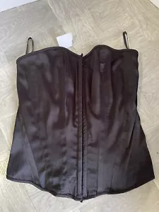 New Corset Black Waist Cincher Shaper Lingerie Lace Up Sexy Sz L - Picture 1 of 2