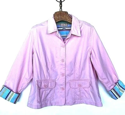 Jamaica Bay 100% Cotton Pastel Pink Box Jacket, Striped Cuffs, X-Large - Image 1 of 4