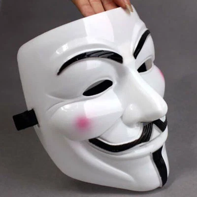 Halloween V for Vendetta Anonymous Purge Mask White Plastic Fancy Dress Costume - Image 1 of 3