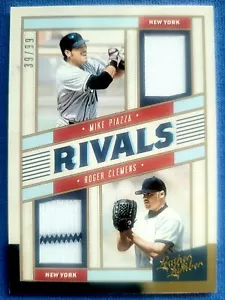 MIKE PIAZZA & ROGER CLEMENS 2019 Leather & Lumber Rivals /99 METS YANKEES - Picture 1 of 3