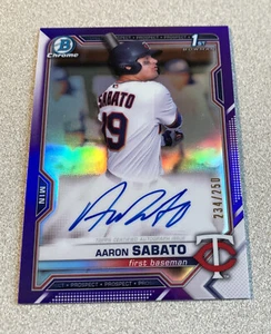 2021 Bowman Chrome Prospect Auto Purple Refractor #CPA-AS Aaron Sabato /250 - Picture 1 of 4