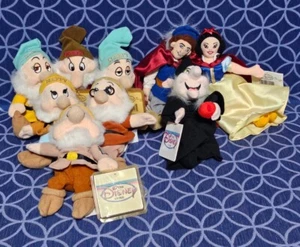 Snow White (6) Dwarfs Prince & Witch 1ot (9) Disney Plush Bean Bag Figure 8" - Picture 1 of 9