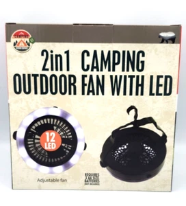 2 in 1 Portable Battery Powered Camping Outdoor Fan With LED Light - Picture 1 of 7