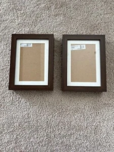 Lot of 2 IKEA Ribba for 4" x 6" Photo Frame Walnut Brown Color Size 8" x 6" - Picture 1 of 5