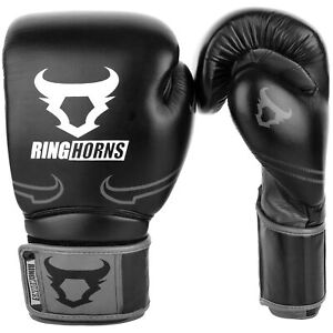 Ringhorns By Venum Destroyer Leather Boxing Gloves Black Gray Size 14oz NEW