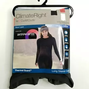 Cuddl Duds Climate Destro Taglia S Nero Manica Lunga FRIDIG Base Strato Aerowarm - Foto 1 di 6