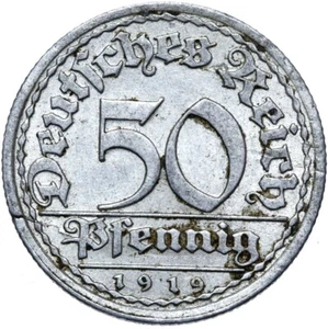 German Reich Weimar Republic - J. 301 Coin - 50 Pfennig 1919 J - Aluminium - Picture 1 of 2