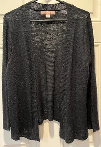 Alexandra & Oak Sweater Cardigan Open Front Black Lightweight Knit Women's Large - Picture 1 of 4