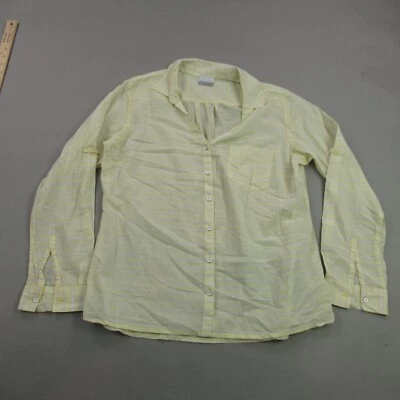 Camisa Columbia para mujer grande manga larga botón delantero exterior rayas amarillas Foto 1 de 4