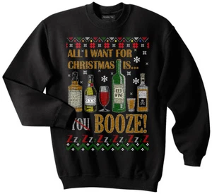 Maglione natalizio Bevande brutto, alcool, ubriaco, divertente, meme, birra, whisky - Foto 1 di 3