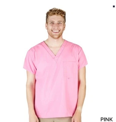 Unisex Scrub Wear V Neck Top SZ. Large NEW PINK 7768 Medical Work 65%Poly35%Cott - Image 1 of 3