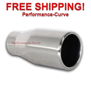 Stainless Steel Exhaust Tip - Rolled Edge - 2.25" Inlet - 3.5" Outlet - 7" Long - Picture 1 of 2