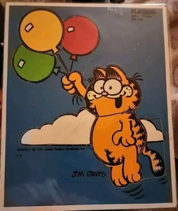 Vintage Playskool Jim Davis GARFIELD Bye Jon Wood Kids Puzzle 1978 Toy Cat - Picture 1 of 11