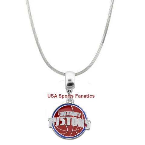 NBA Detroit Pistons Team Logo Pendant Necklace On A 925 Snake Chain Cover