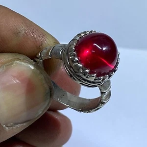 Natural Red Ruby Men’s Ring 925 Silver Handmade Bold Gemstone Jewelry Gift Him - Picture 1 of 10