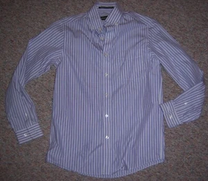 EDDIE BAUER Purple Stripe Wrinkle Resistant Relaxed Fit Long Sleeve Shirt Small - Foto 1 di 3