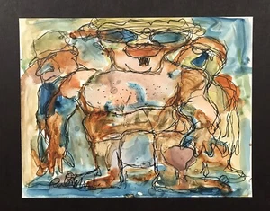 Paul Mintz Baltimore Artist tinta original acuarela sobre papel tres figuras - Imagen 1 de 1