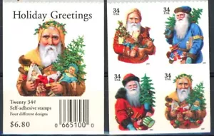 HOLIDAY SANTA von 2001 postfrisch 4er Block mit Etikett Scott's 3537A bis 3540A - Bild 1 von 2