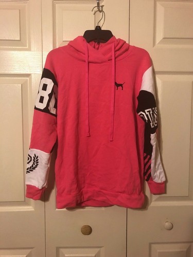 UNDERCOVER Felpa con cappuccio maglione Victoria's Secret ROSA rosa brillante manica colorblock ~ XS ~ NUOVO