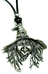 Collana con ciondolo strega faccia corona divertente pagano wicca amuleto cor... - Foto 1 di 24