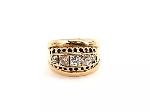 Anello in oro giallo 14 kt 6,06 g con diamanti taglio antico da miniera misura 5, 50 pz tw circa - Foto 1 di 12