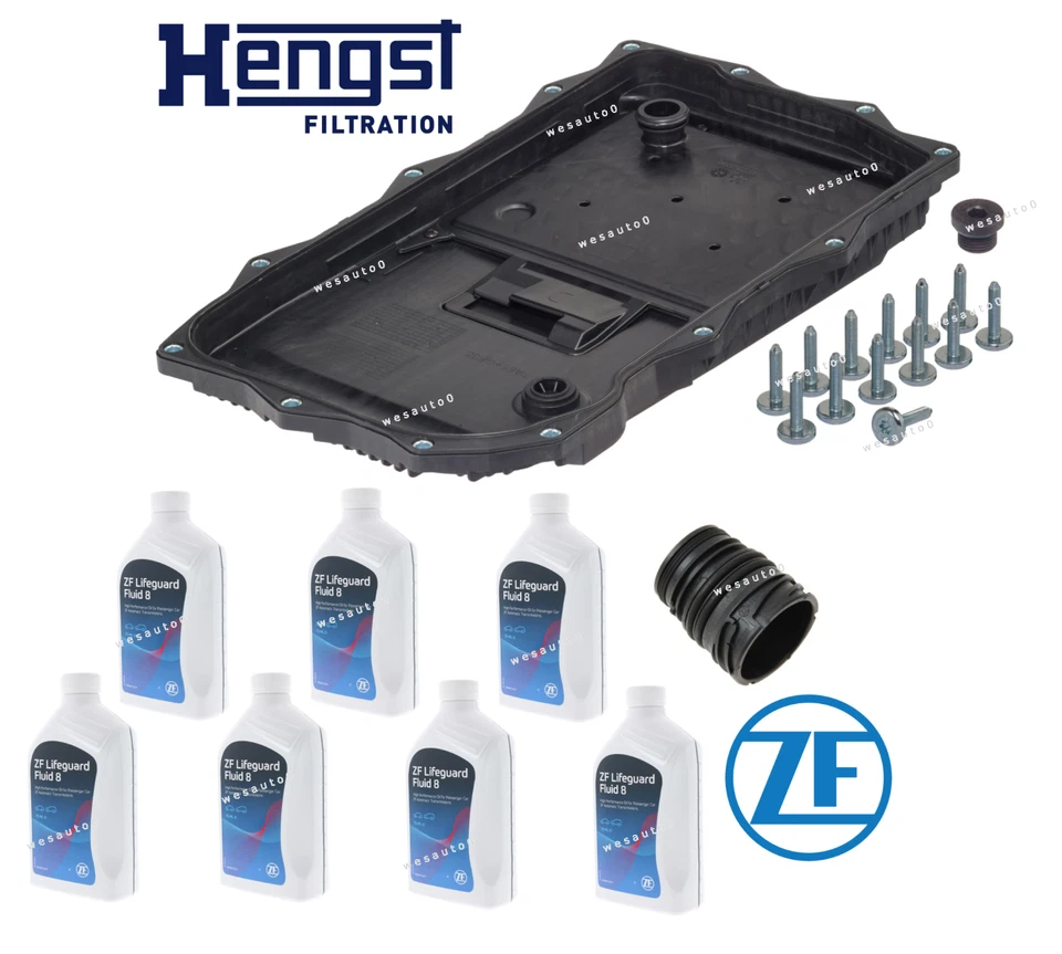 Transmission Oil Pan Filter Gasket Seal Bolt Kit + 7L ATF Fluid OES for BMW Foto 1 de 1