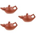 3pcs Chinese Purple Clay Tea Kettle Office Tearoom Single Person Teapot