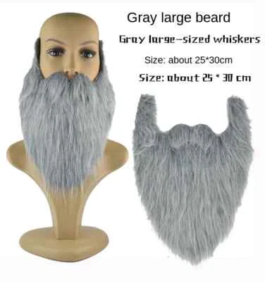 Christmas Fancy Dress Fake Beard Long Fluffy Beard Santa Claus Beard Mustache - Image 1 of 4