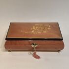 Handcrafted Italian Sorrento Floral Inlaid Wooden 18 Note Jewelry Music Box