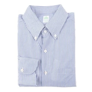 Finamore Napoli F/W 24-25 Slim-Fit Blue Stripe Cotton Dress Shirt 17 (Eu 43) NWT - Picture 1 of 5