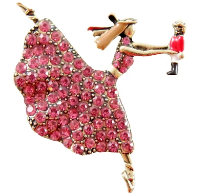 NWOT DESIGNER STYLE CRYSTAL RHINESTONE NUTCRACKER BALLET DANCER BALLERINA BROOCH - Image 1 of 4