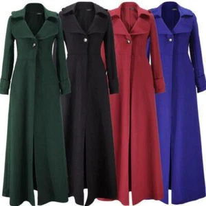 S-2XL Womens Slim Thicken Warm Single-Breasted OL Full Length Woolen Trench Coat - Picture 1 of 16