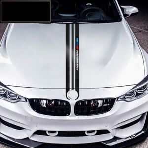 White 5D Carbon Fiber Car Hood Bonnet Sticker Decal Stripes For BMW Performance