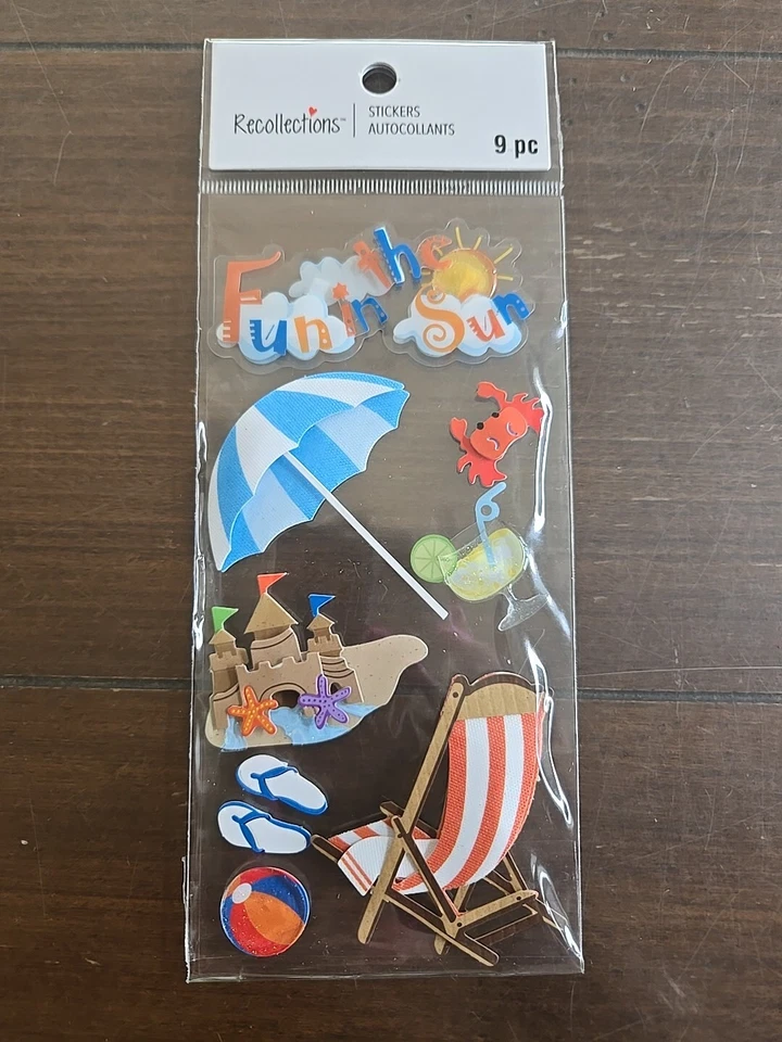 Recollections FUN IN THE SUN BEACH THEMED Scrapbooking Stickers  - Imagem 1 de 1