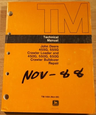 JOHN DEERE 450G 455G 550G 555G 650G TOPADORA SERVICIO TÉCNICO MANUAL REPARACIÓN TM1404 Foto 1 de 4