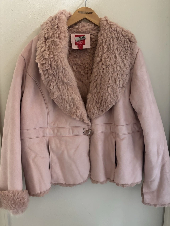 Sprit女式麂皮绒人造皮革冬季外套夹克。 可爱的粉红色。 L 码   — 第 1/4 张图片
