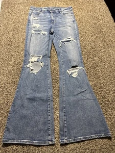 JEANS MUJER AE AMERICAN EAGLE 10 LARGOS SUPER HI RISE ACAMPANADOS NEXT LEVEL ELÁSTICOS - Imagen 1 de 4