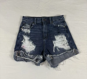 Américan Eagle Mom Blue Distressed Denim Shorts Size 0 - Picture 1 of 12