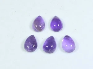 7X10MM Natural Amethst Ring Size Pear Cabochon Loose Gemstone 5Pcs Lot 9Cts L235 - Picture 1 of 9