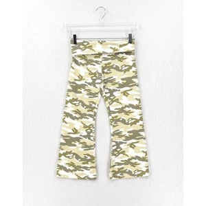 Hard Tail Camo Cropped Flare Foldover Yoga Hose Damen Medium grün weiß Y2K NEU - Bild 1 von 13