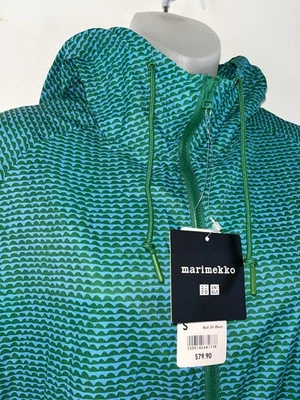 NWT New Marimekko x Uniqlo Long Parka Packable Jacket Teal Geo Women’s Sz Small - Image 1 of 4
