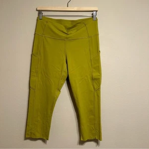 Lululemon Fast and Free Crop II 19" Nulux Golden Lime taglia 10 - Foto 1 di 6