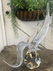 Vintage Murano Italien Glas Skulptur Vogel im Flug Möwe Streifen elegant EUC! - Bild 1 von 19