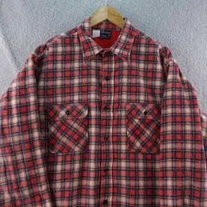 Camisa de Franela Vintage JCPenney The Men's Shop XL Alta Roja Forrada a Cuadros Exterior - Imagen 1 de 7