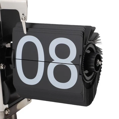 (Black)Flip Desk Clock Vintage Large Number 24 Hours Auto Flip Down Mechanical - Image 1 of 4