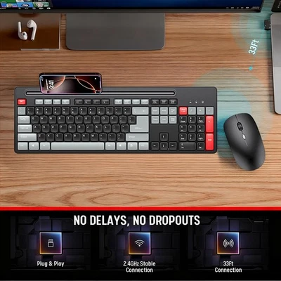 2.4GHz Wireless Keyboard And Mouse Set UK USB Dongle For PC Laptop Full-Size UK - Image 1 of 4