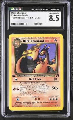 CGC 8.5 Dark Charizard Team Rocket 1st Edition 21/82 Pokemon Card - Image 1 of 2
