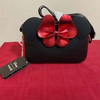 BOLSO BANDOLERA LOUNGEFLY DISNEY MINNIE MOUSE ROJO METÁLICO OREJAS LAZO ¡¡NUEVO CON ETIQUETAS!!! Foto 1 de 4